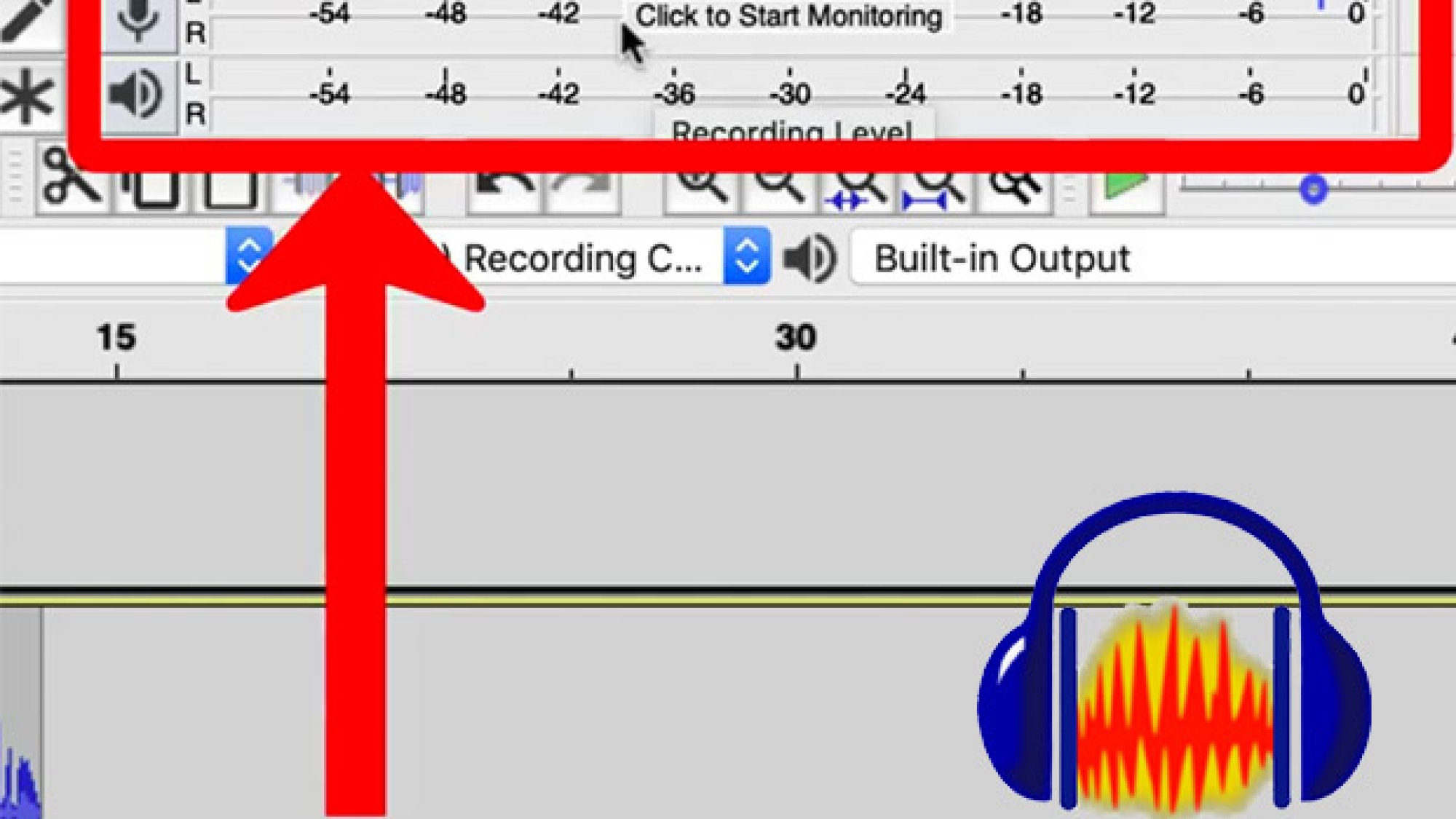 Screen shot of audacity audio meter