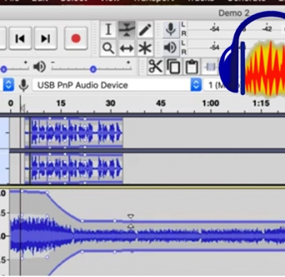 Screen shot of audio track with keyframing being applied